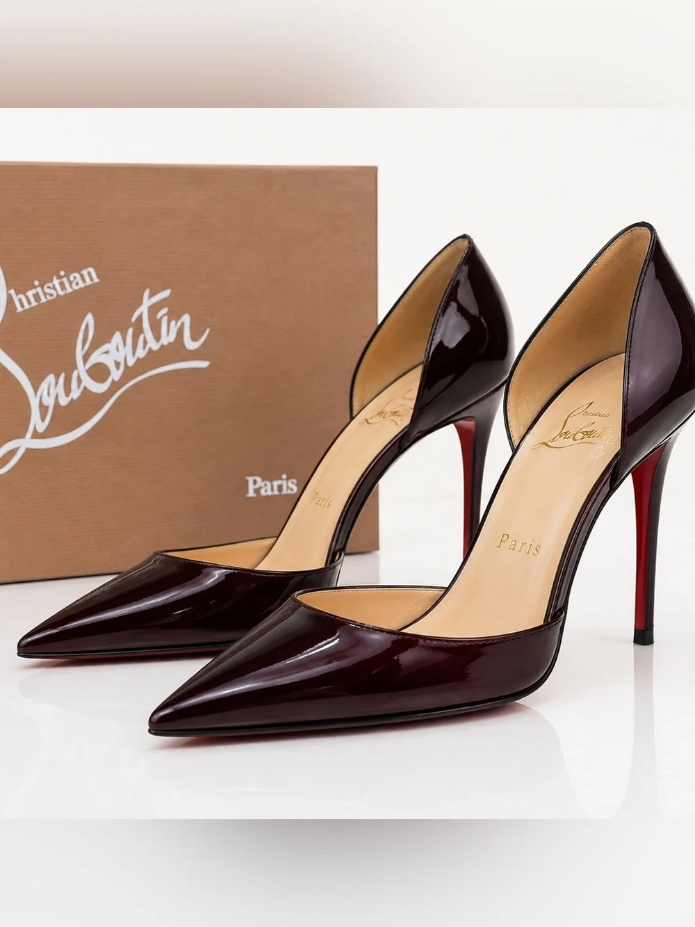 Christian Louboutin Iriza Patent Leather d’Orsay Pumps Oxblood Red Sole EU 36